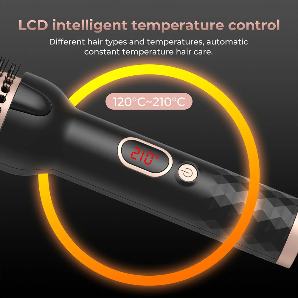 38Mm Heated Hot Hair Brush to Create Natural Curls Hot round Brush 10 Temps Curling Iron Brush for Smoother Thermal Brush